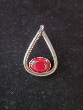 Red Jasper/Silver Slide Pendent